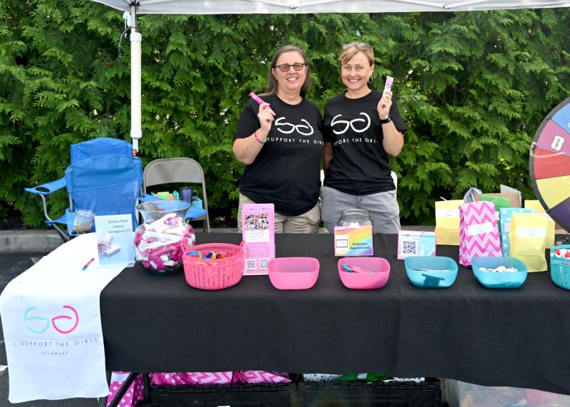 Lisa Sumstine and Barb Currie represent I Support The Girls, a nonprofit organization that provides period products for girls and women in need.